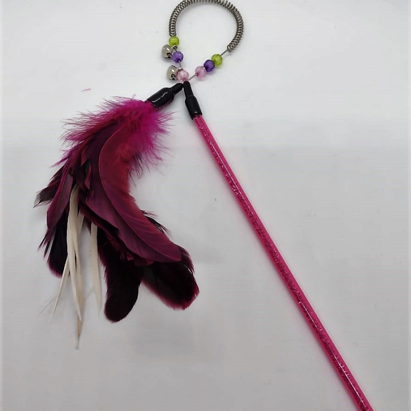 VARITA P/ GATO CON RESORTE PLUMAS Y CASCABEL  BLONDI