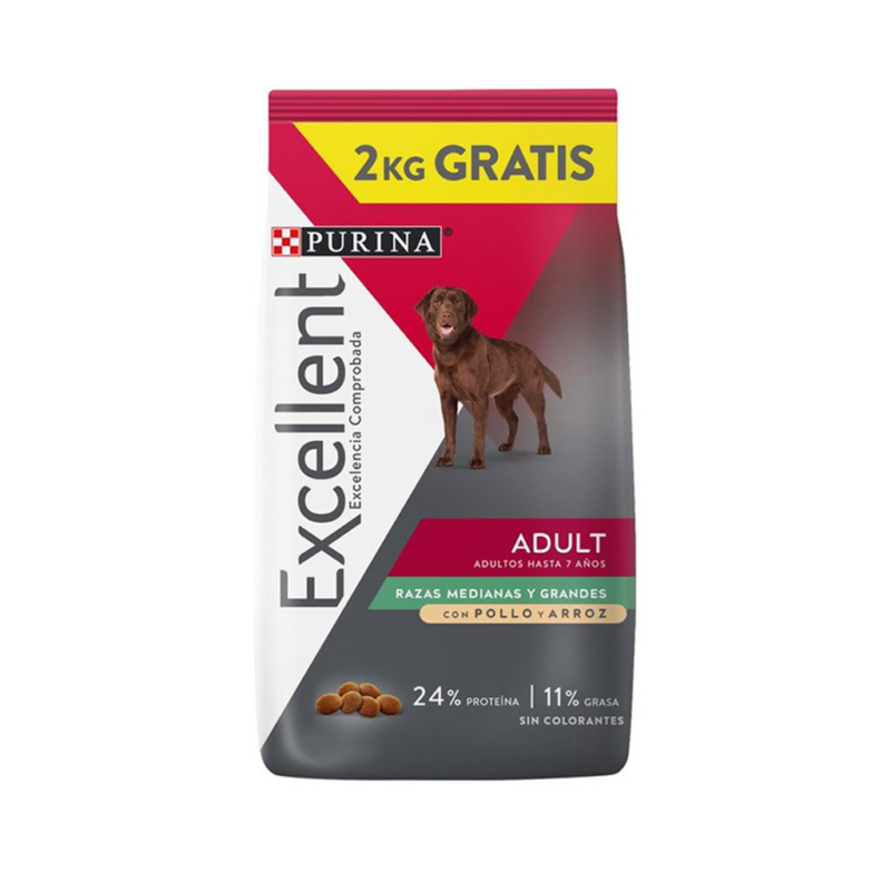 EXCELLENT RAZA MEDIANA ADULT - 20 KG + 2KG DE REGALO