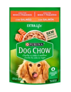 Pouch Dog Chow Adulto Mini Y Pequeños Salmon x 85 Grs