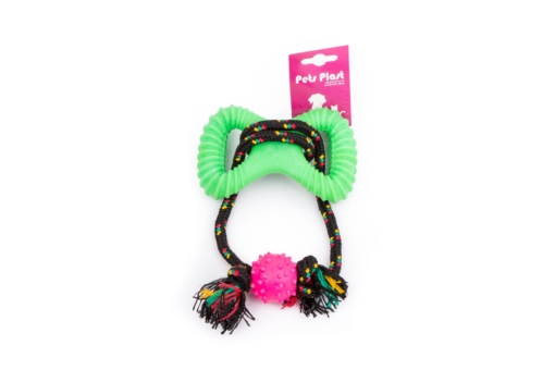 Mordillo 8 De Goma + Pelota C/Puas Y Soga Alpina 8 mm x 85 cm