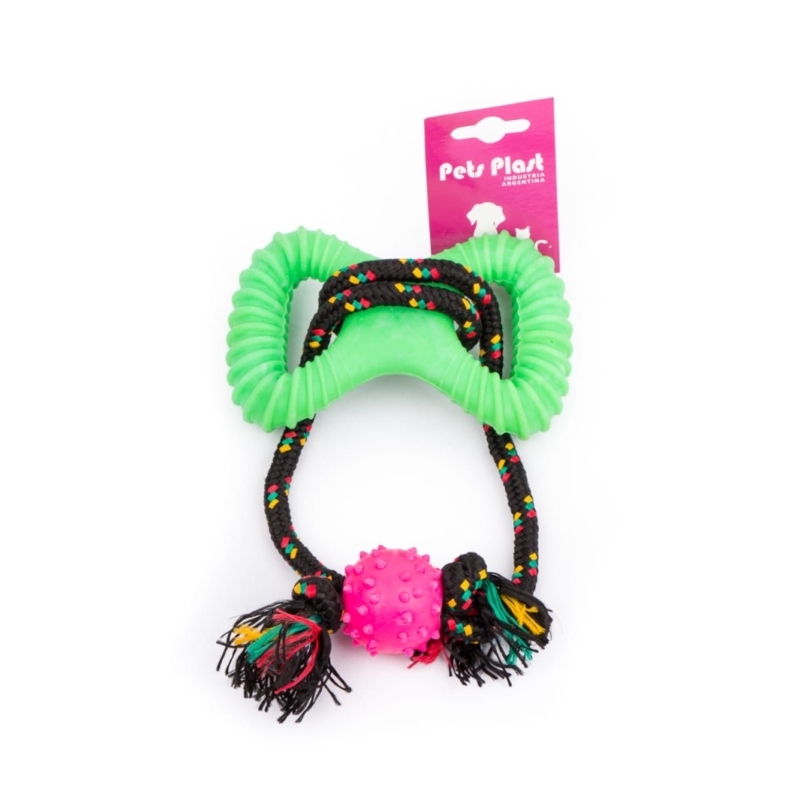 Mordillo 8 De Goma + Pelota C/Puas Y Soga Alpina 8 mm x 85 cm