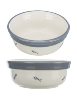 COMEDERO CERAMICA GRIS Y BLANCO GATO 0,3 LT