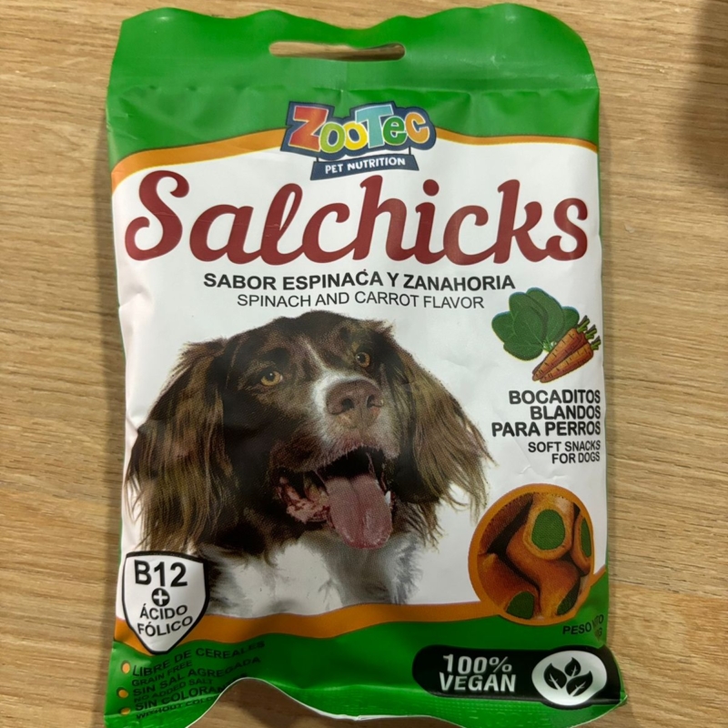 BOMBON SEMIHUMEDO SALCHICKS ZANAHORIA Y ESPINACA PAQ X 100 GS