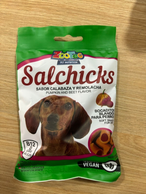 BOMBON SEMIHUMEDO SALCHICKS CALABAZA Y REMOLACHA PAQ X 100 GS - Imagen 2