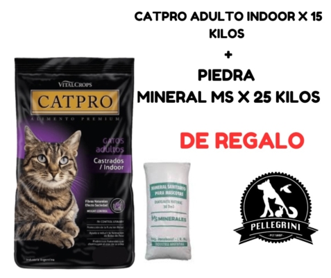 CATPRO GATO INDOOR X 15 KG + PIEDRA SANITARIA 25 KG GRATIS!!