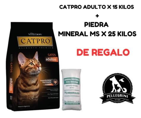 CATPRO GATO ADULTO + PIEDRA SANITARIA X 25 KG GRATIS!!