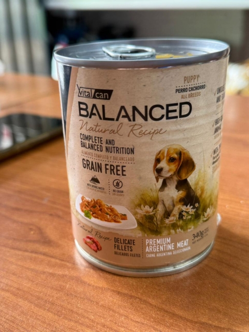 LATA BALANCED NATURAL RECIPE PERRO CACHORRO CARNE ARGENTINA X 340 GS