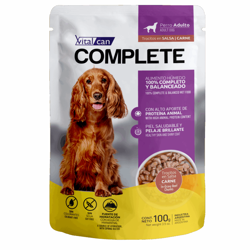 POUCH VITAL COMPLETE PERRO ADULTO CARNE x UN