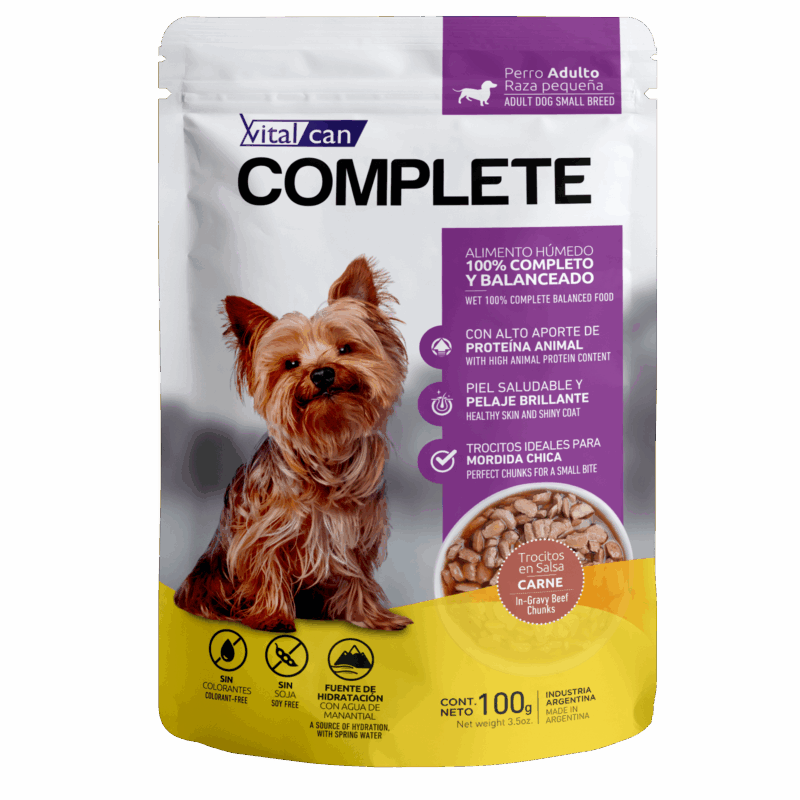 POUCH VITAL COMPLETE PERRO PEQUEÑO CARNE x UN