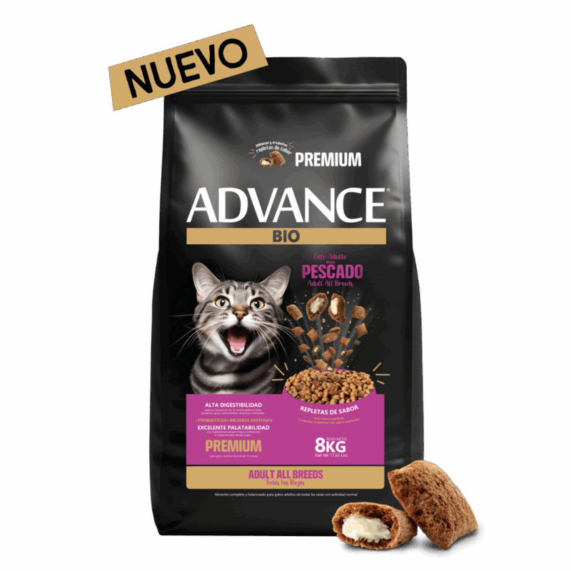 BIO ADVANCE GATO CON ALMOHADITAS x 8KG PESCADO