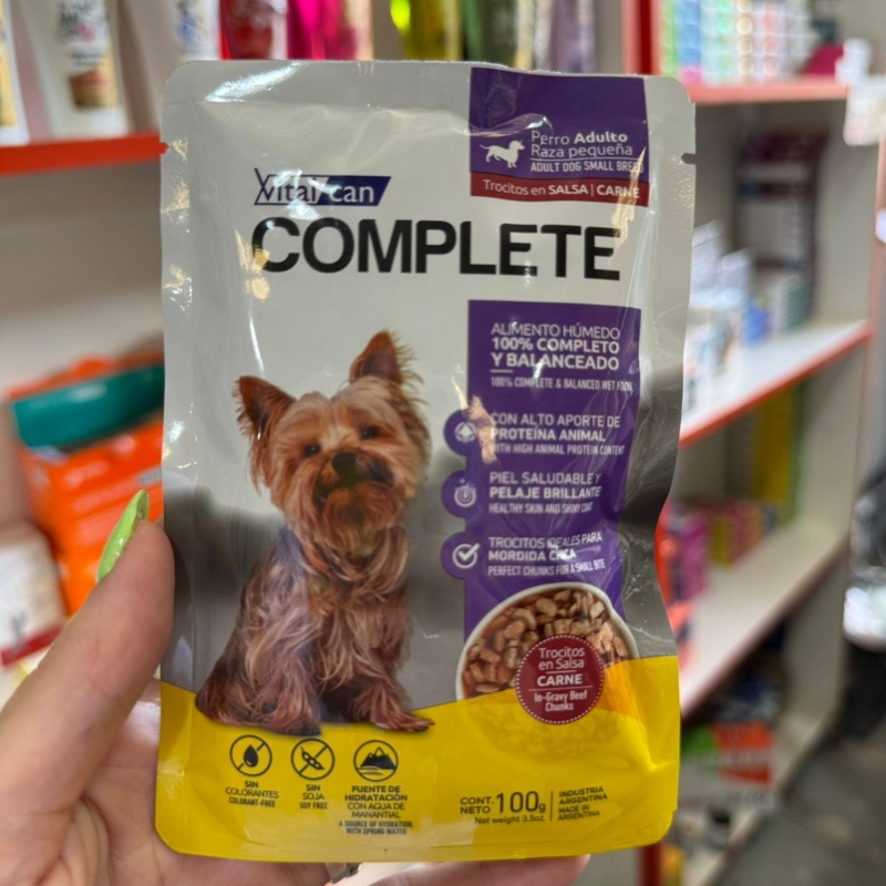 POUCH COMPLETE PERRO PEQUEÑO CARNE X UNIDAD