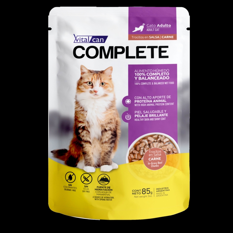 POUCH COMPLETE GATO ADULTO CARNE x UN