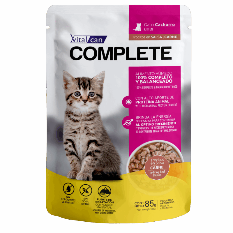 POUCH COMPLETE GATO BEBE CARNE x UN