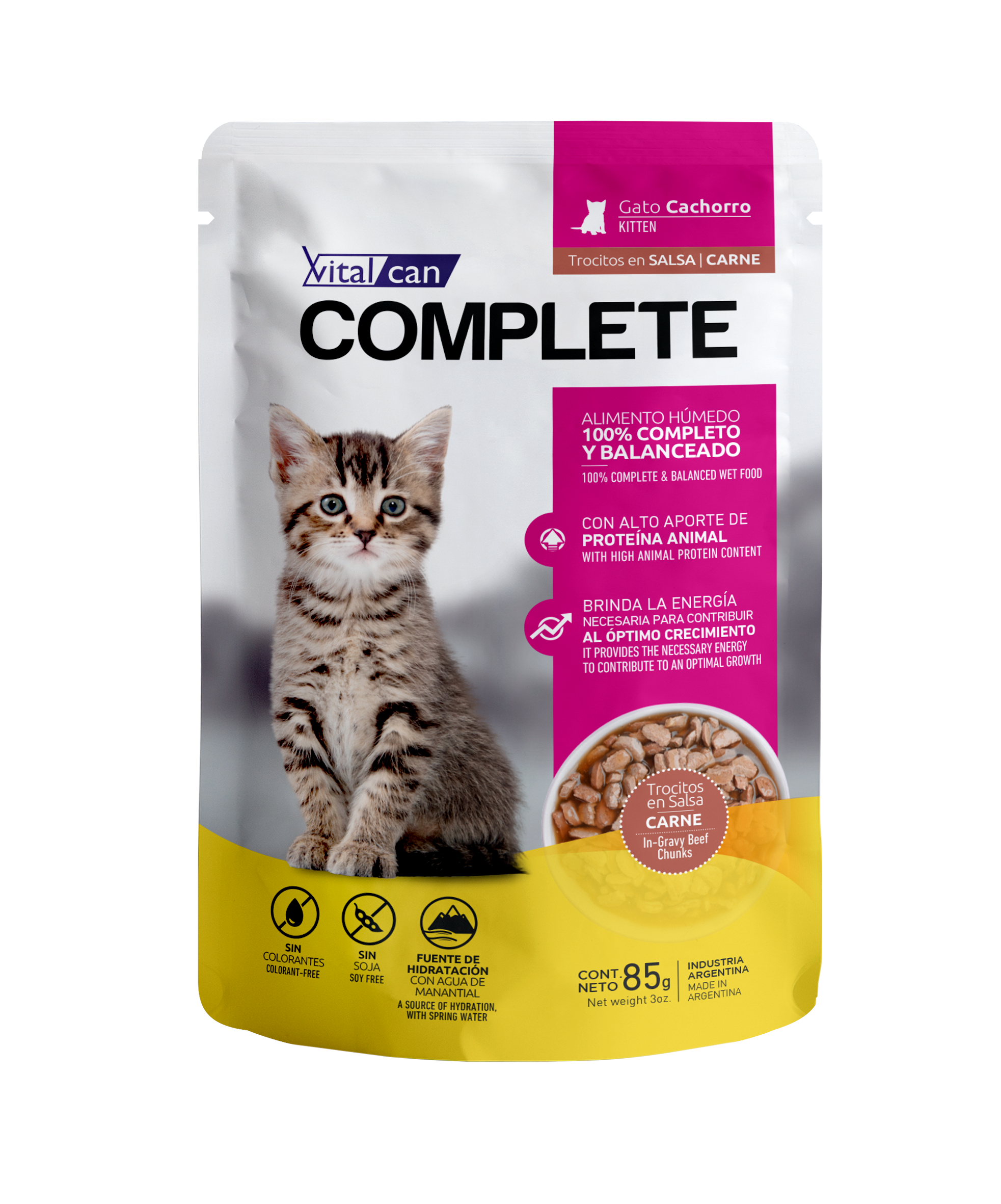 POUCH COMPLETE GATO BEBE CARNE x UN