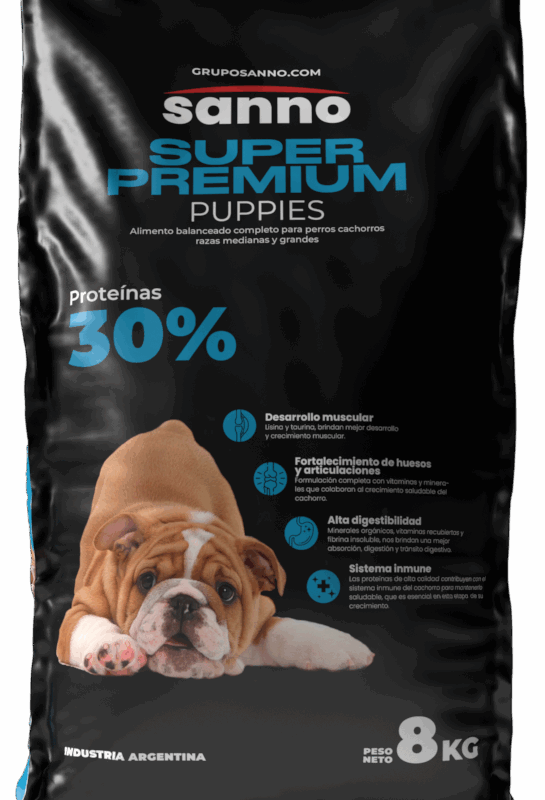 SANNO PERRO CACHORRO SUPER PREMIUM x 8 KG MORDIA GRANDE