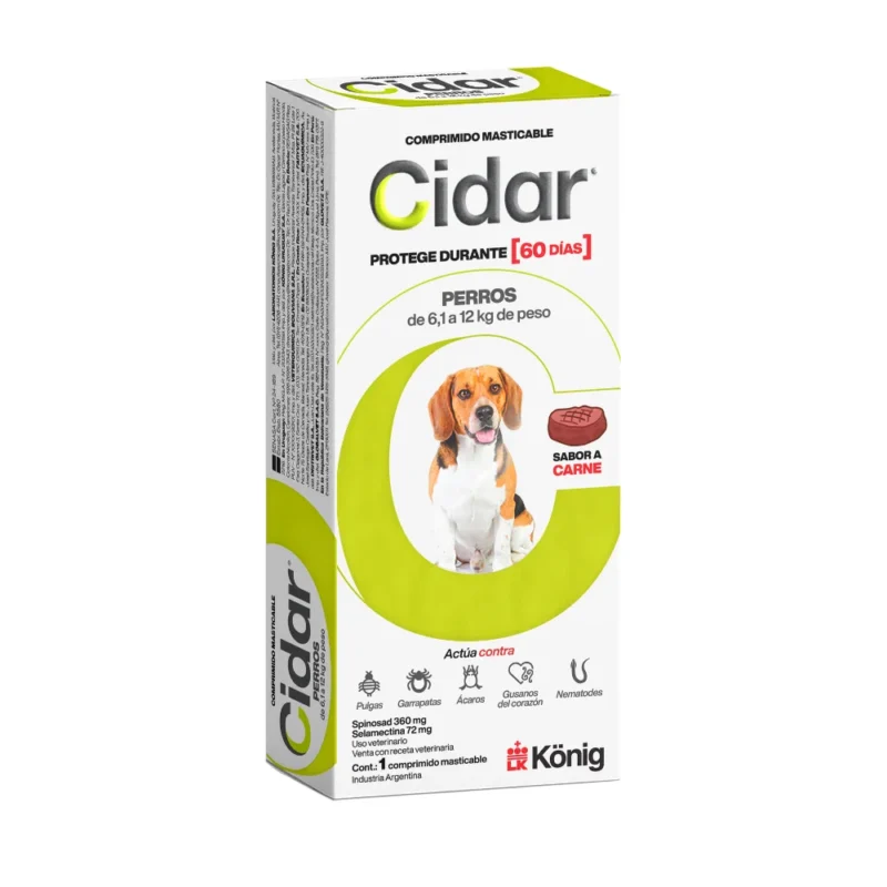 CIDAR GATO 6,1 A 12 KG COMPRIMIDOS ANTIPULGAS PALATABLES 60 DIAS DURACION