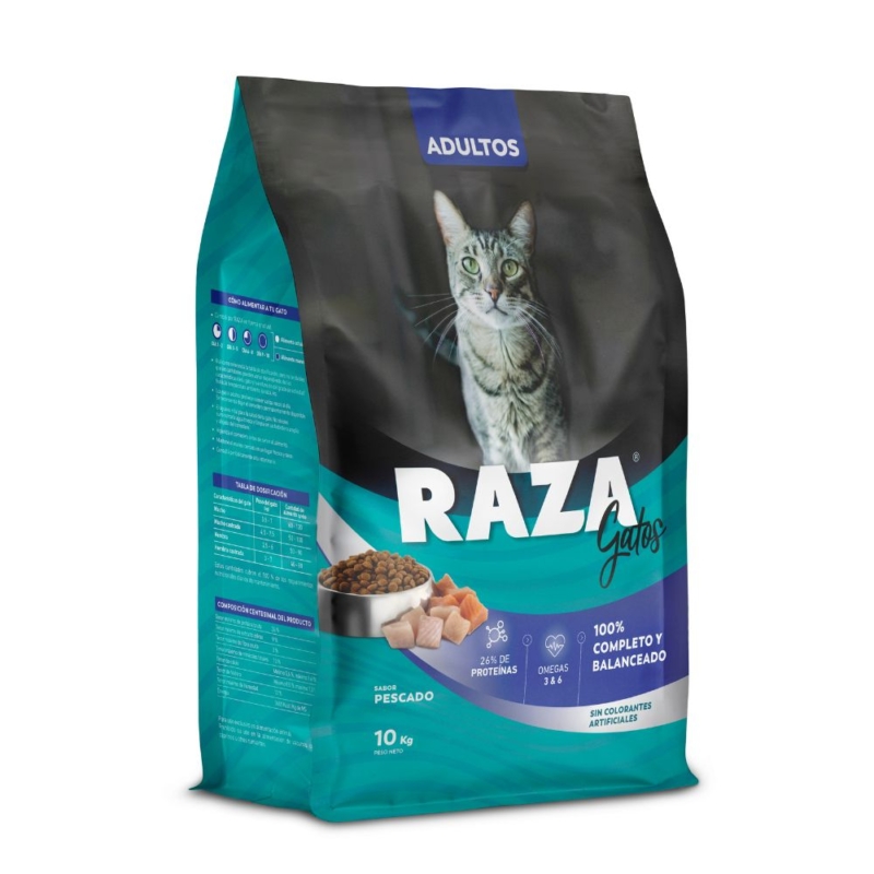 RAZA GATOS ADULTOS PESCADO 10 KG.